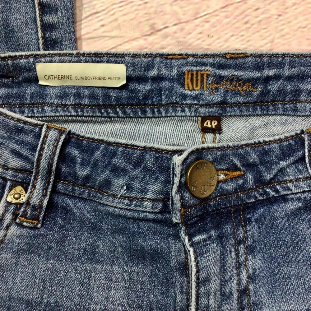 Kut From the Kloth Catherine Slim Boyfriend Distressed Jeans - Size 4 Petite - Picture 7 of 12